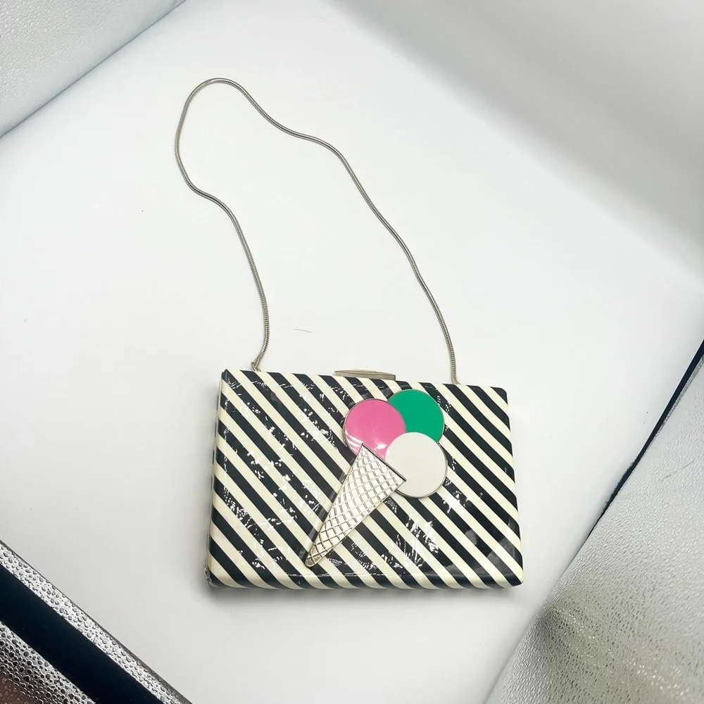 kate spade Ice Cream Cone Striped Black and White Crossbody - Picture 2 of 9